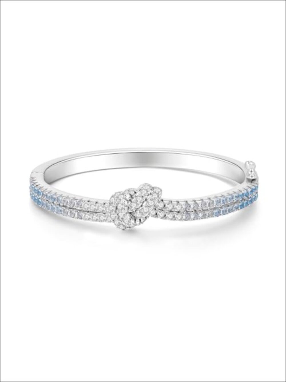 Eternal Knot Tennis Bracelet, Gold Plated Bangle Cuff with Cubic Zirconia,